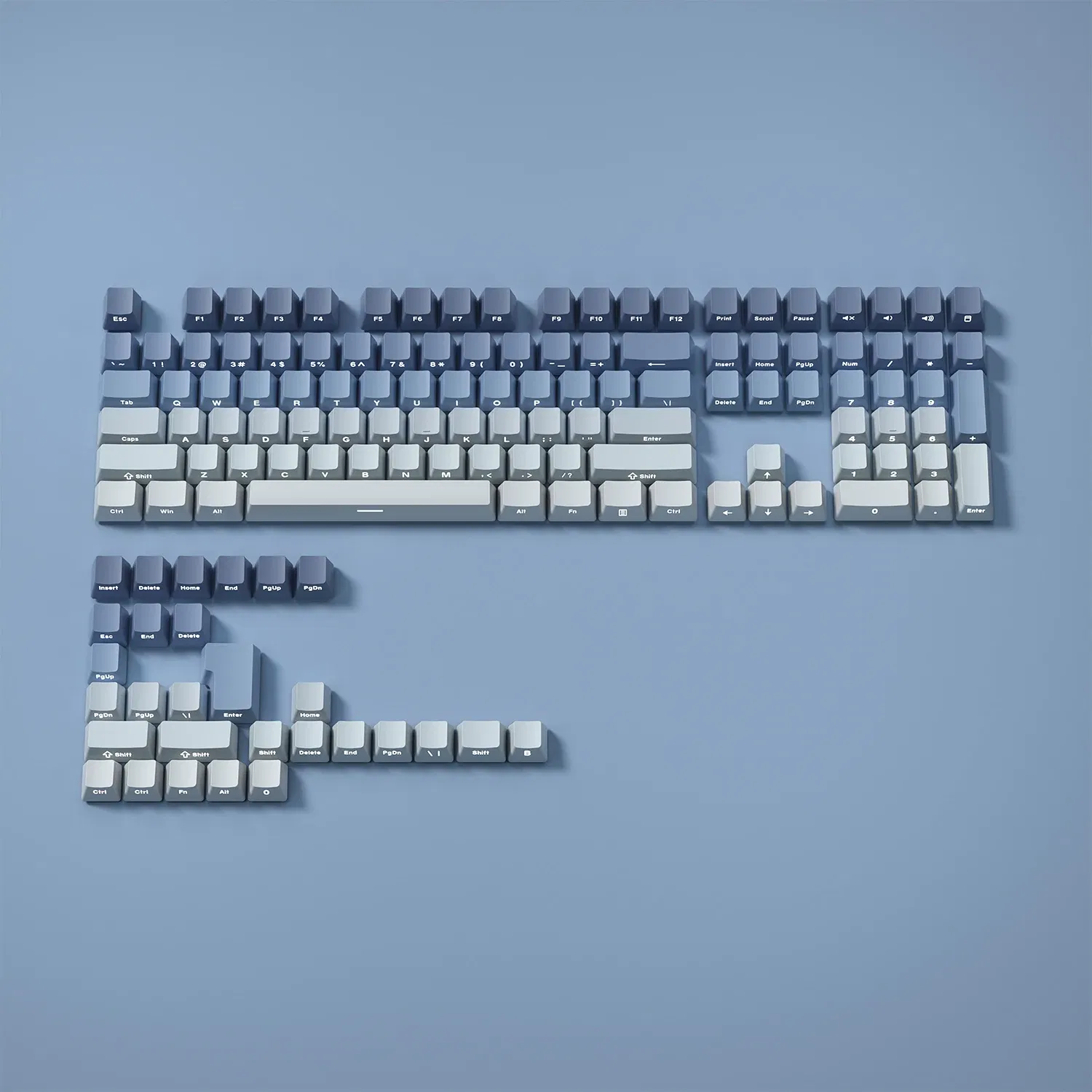 Color: DARK GRAY - Gradient Keycaps Side Printed Shine Through PBT Double Shot OEM Profile for MX Switches Gaming Keyboard