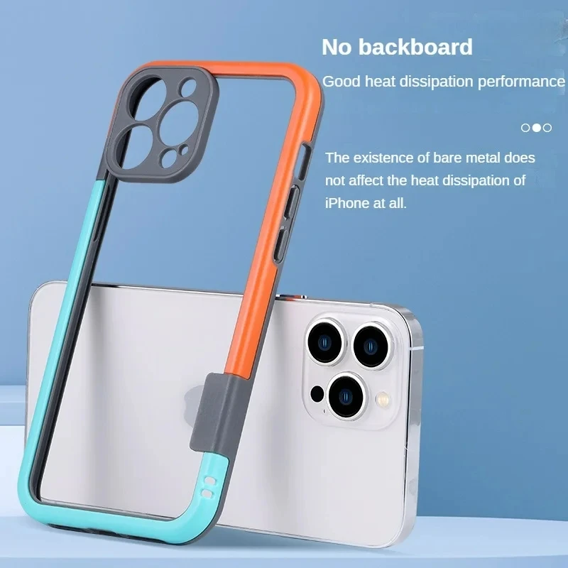 Color: Beige, Ships From: CHINA, Material: Acrylic - Better Heat Dissipation Dual Color Bumper Border Soft Phone Case For iPhone 17 16 15 14 13 12 11 Pro Max 7 8 Plus XS XR