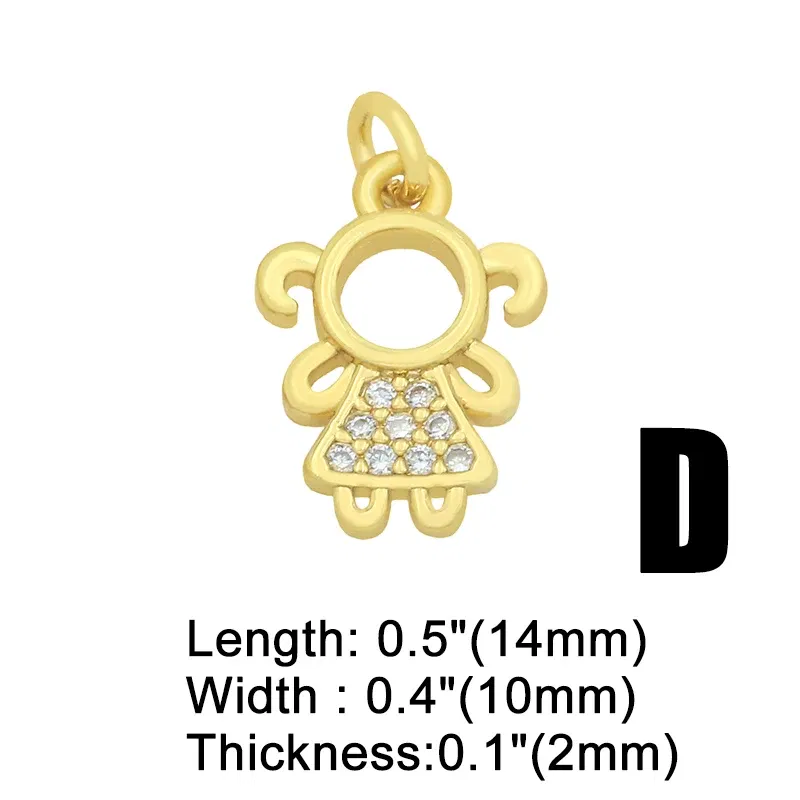 Metal color: champagne gold - OCESRIO Gold Plated CZ Small Boy and Girl Charms for Necklaces Copper DIY Handmade Pendants for Earrings Wholesale chma091
