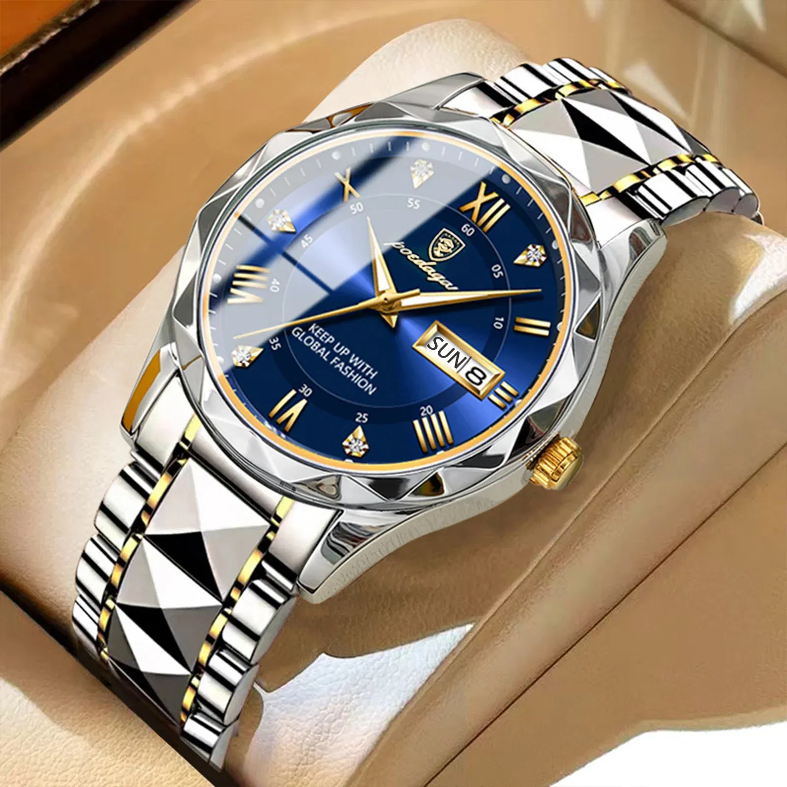 Color: Pink - POEDAGAR Top Luxury Men Quartz Watch For Men Sports Waterproof Luminous Stainless Steel Date Week Men's Watches Male Clock reloj