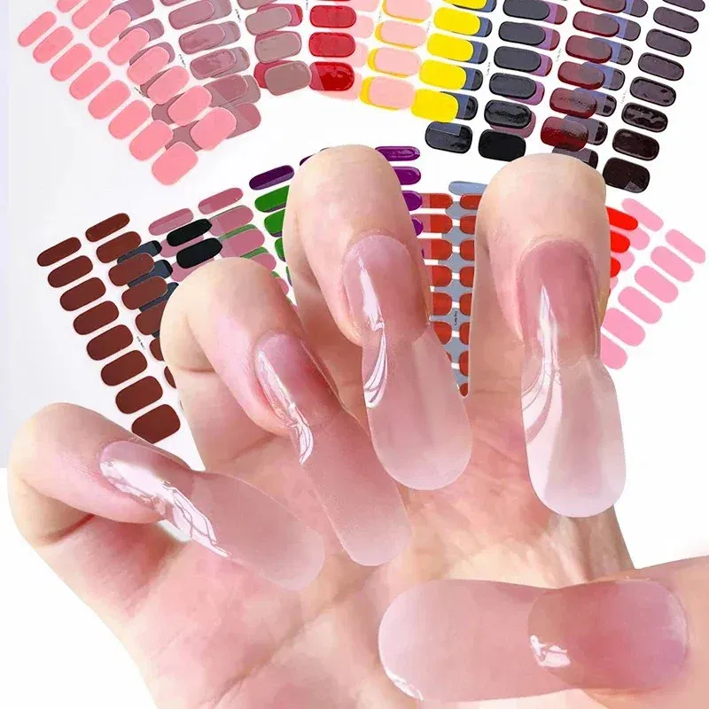 Color: Mint Colour - DIY Gel Nail Stickers Cured-free Long-Lasting Solid Color Nail Strips Patch Slider Sticker Full Cover Decal Nail Manicure Patch