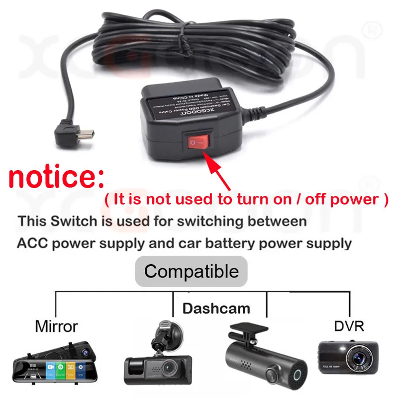 Color Name: Orange - XCGaoon 24Hours Car OBD Hardwire Kit With Mini Mico USB Port 5V 3A Charging Cable For XiaoMi 70Mai YI 360 Dash Cam DVR
