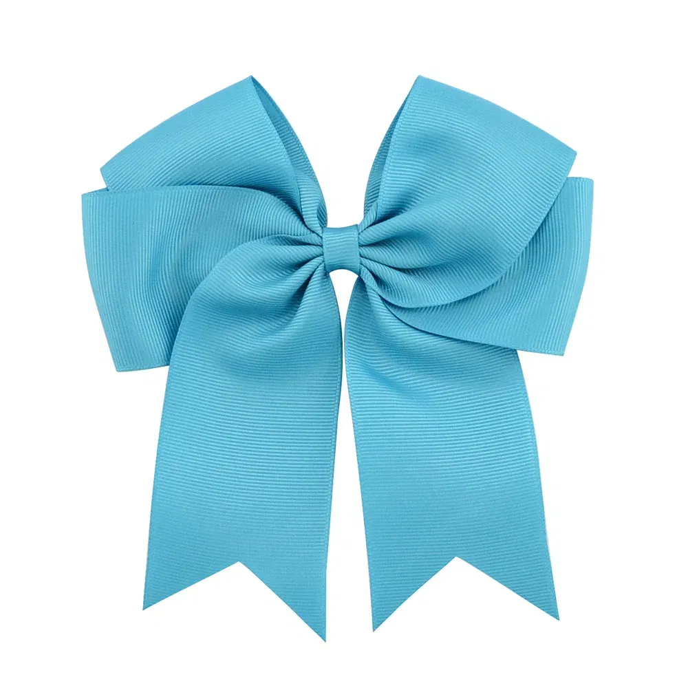 Color: Blue - 6 Inches Colorful Elegant Hair Bows With Clip Kids Girls Grosgrain Ribbon Hair Clip Hairgrips Headwear Baby Hair Accessories