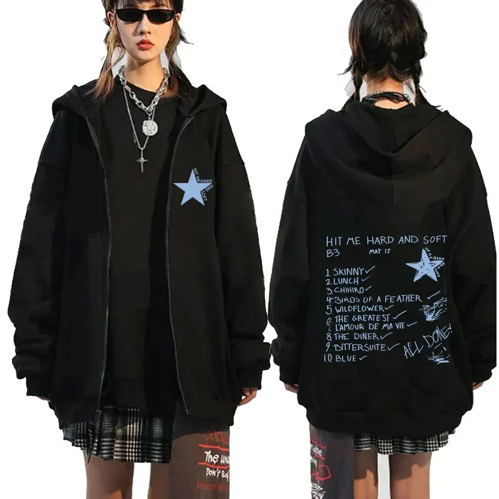 Color: PURPLE, Size: M - Hit Me Hard and Soft 2025 Tour Zipper Hoodies Men Women Harajuku Pullovers Fashion Hip Hop Zip Up Sweatshirts Jackets Fans Gift