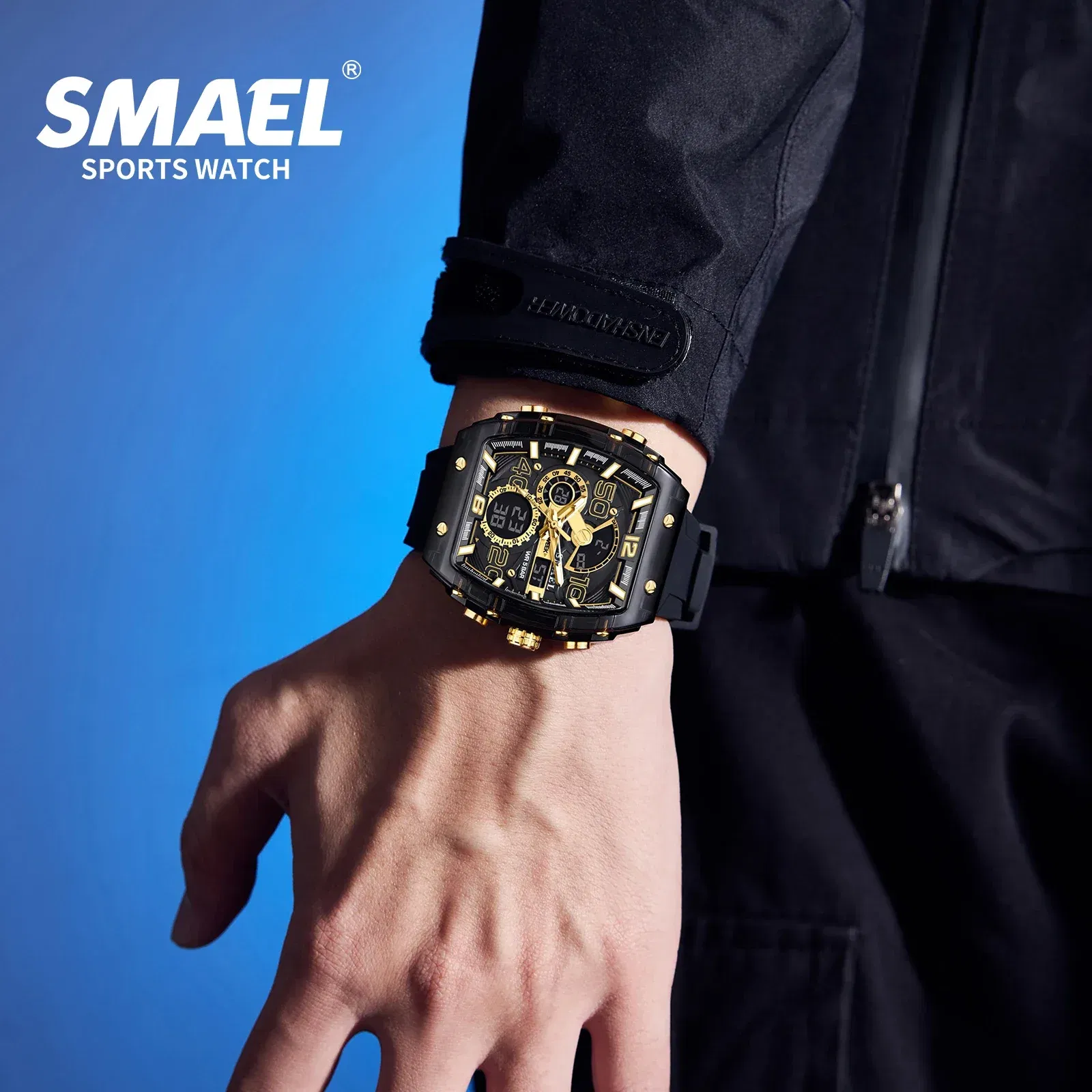 Color: Rose - SMAEL 8109 New Men's Watch Multifunctional Sports 50M Waterproof Dual Display LED Night Light Leisure Student Electronic Watch