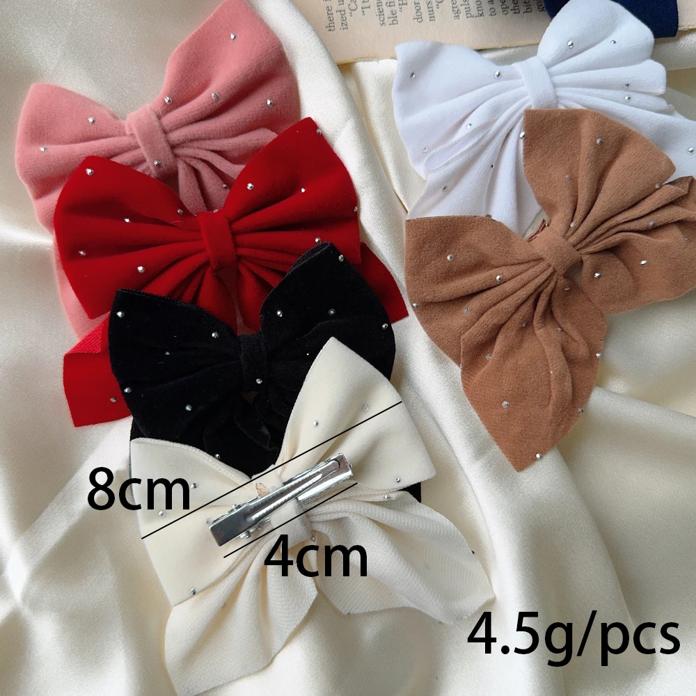 Color: Milky White - 2Pcs Starry Dots Red Velvet Bow Hair Pins Hair Clips Kids Girls Fashion Christmas Barrettes Ponytail Holder Headwear Accessories