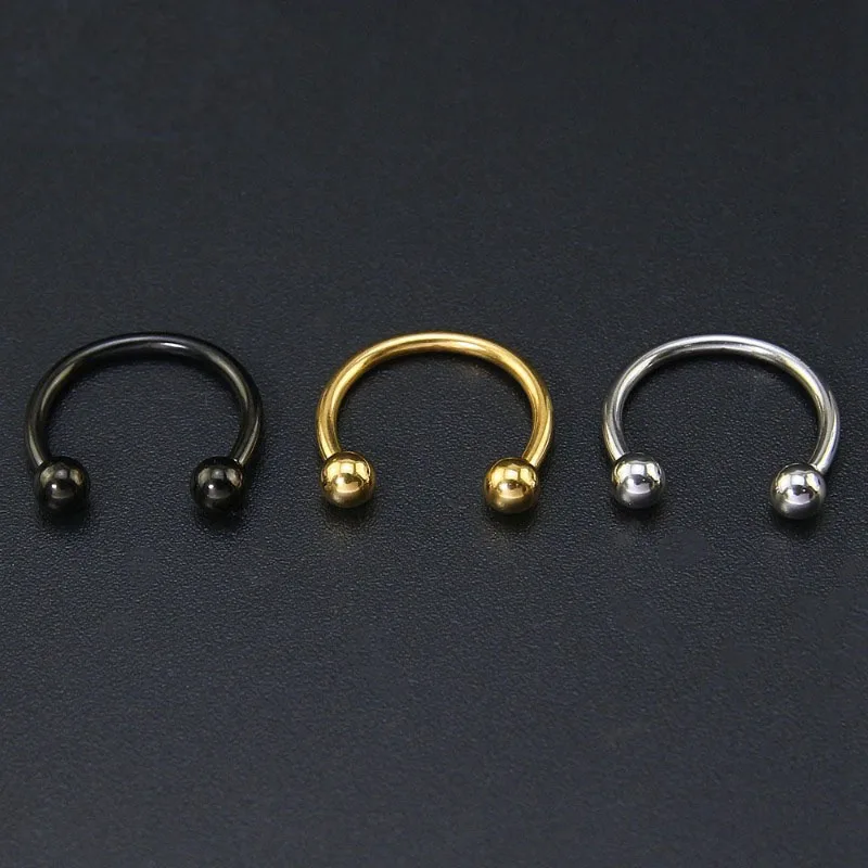 Metal color: silver, Main Stone Color: Red - 1pc Stainless Steel Nose Ring Hoops,16G Nose Piercings Cartilag Helix Ear Piercing for Women Men Septum Rings Piercing Jewelry