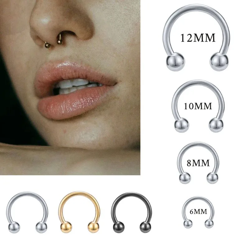 Metal color: silver, Main Stone Color: Red - 1pc Stainless Steel Nose Ring Hoops,16G Nose Piercings Cartilag Helix Ear Piercing for Women Men Septum Rings Piercing Jewelry