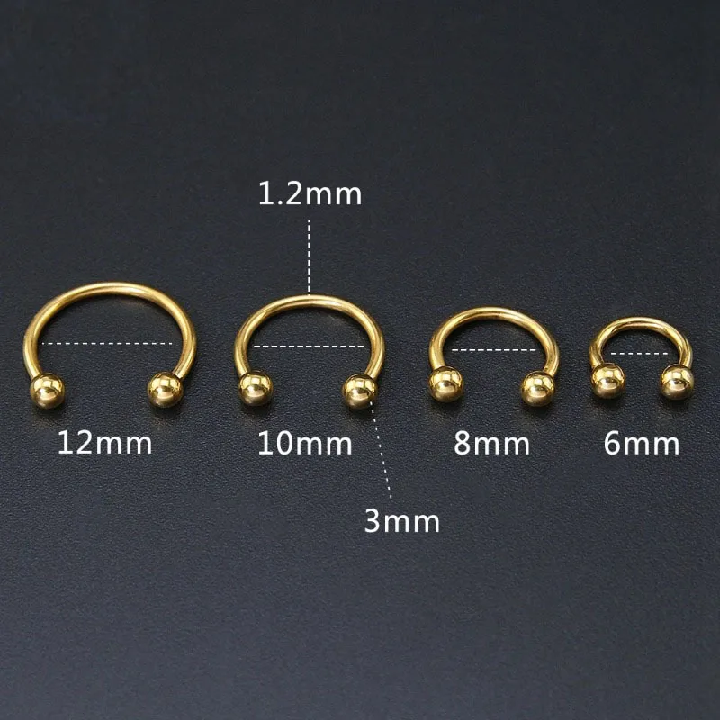 Metal color: silver, Main Stone Color: Red - 1pc Stainless Steel Nose Ring Hoops,16G Nose Piercings Cartilag Helix Ear Piercing for Women Men Septum Rings Piercing Jewelry
