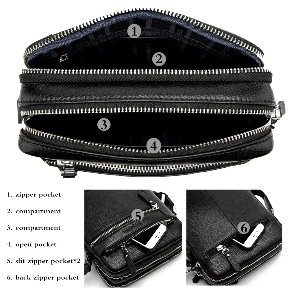 Color: Brown, Ships From: CN - BISON DENIM Classic Black Male Bag Genuine Leather Business Crossbody Bag iPad Mens Messenger Bag Casual bolsas male N2845
