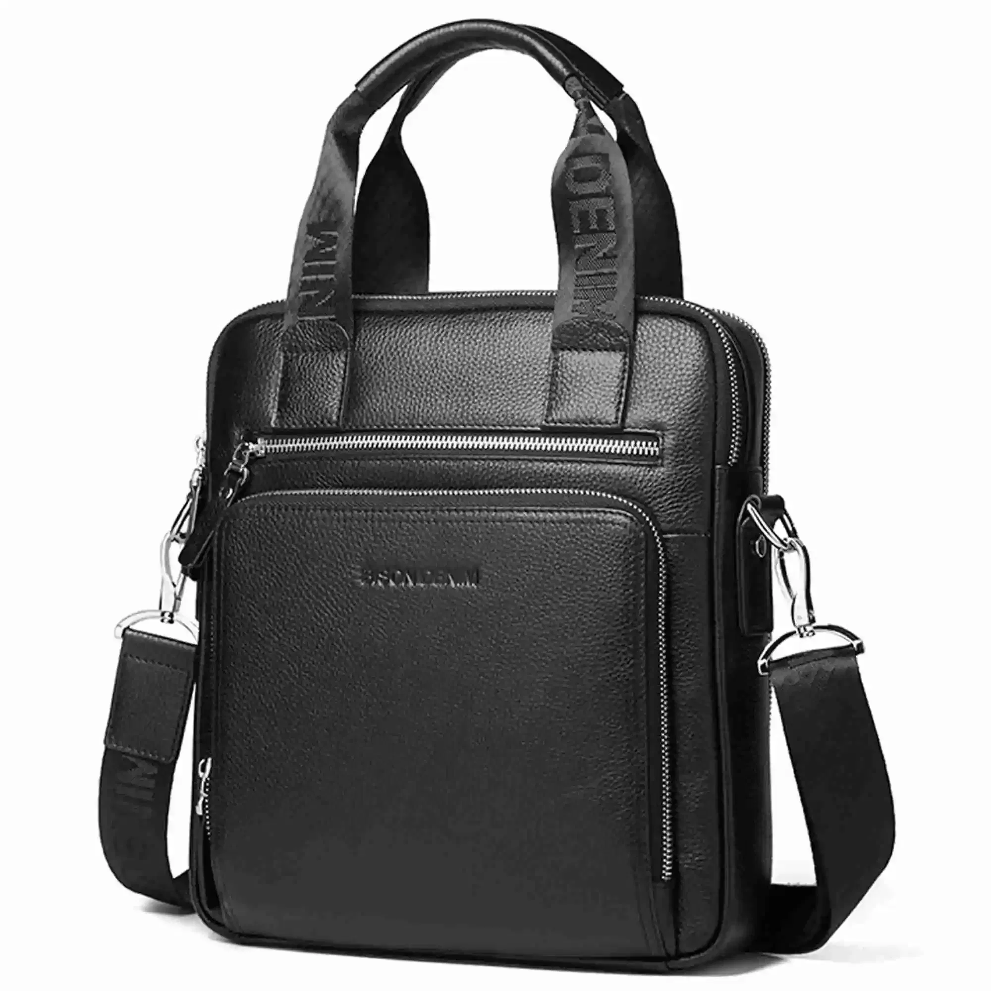 Color: Brown, Ships From: CN - BISON DENIM Classic Black Male Bag Genuine Leather Business Crossbody Bag iPad Mens Messenger Bag Casual bolsas male N2845