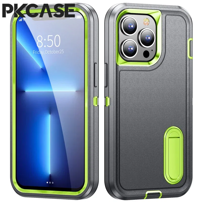 Color: Blue, Material: Genuine leather - PKCASE Shockproof Case For iPhone 13 Mini 12 11 Pro Max 6 7 8 Plus Bracket Protective Cover For iPhone X XS XR SE 2020 2022