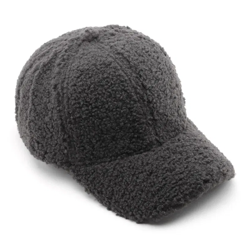 Color: Red, Size: M - Autumn Winter Baseball Cap Women Artificial Lamb Wool Hats Keep Warm Cap Plush Baseball Caps Spring Baseball Cap Solid Sunshade