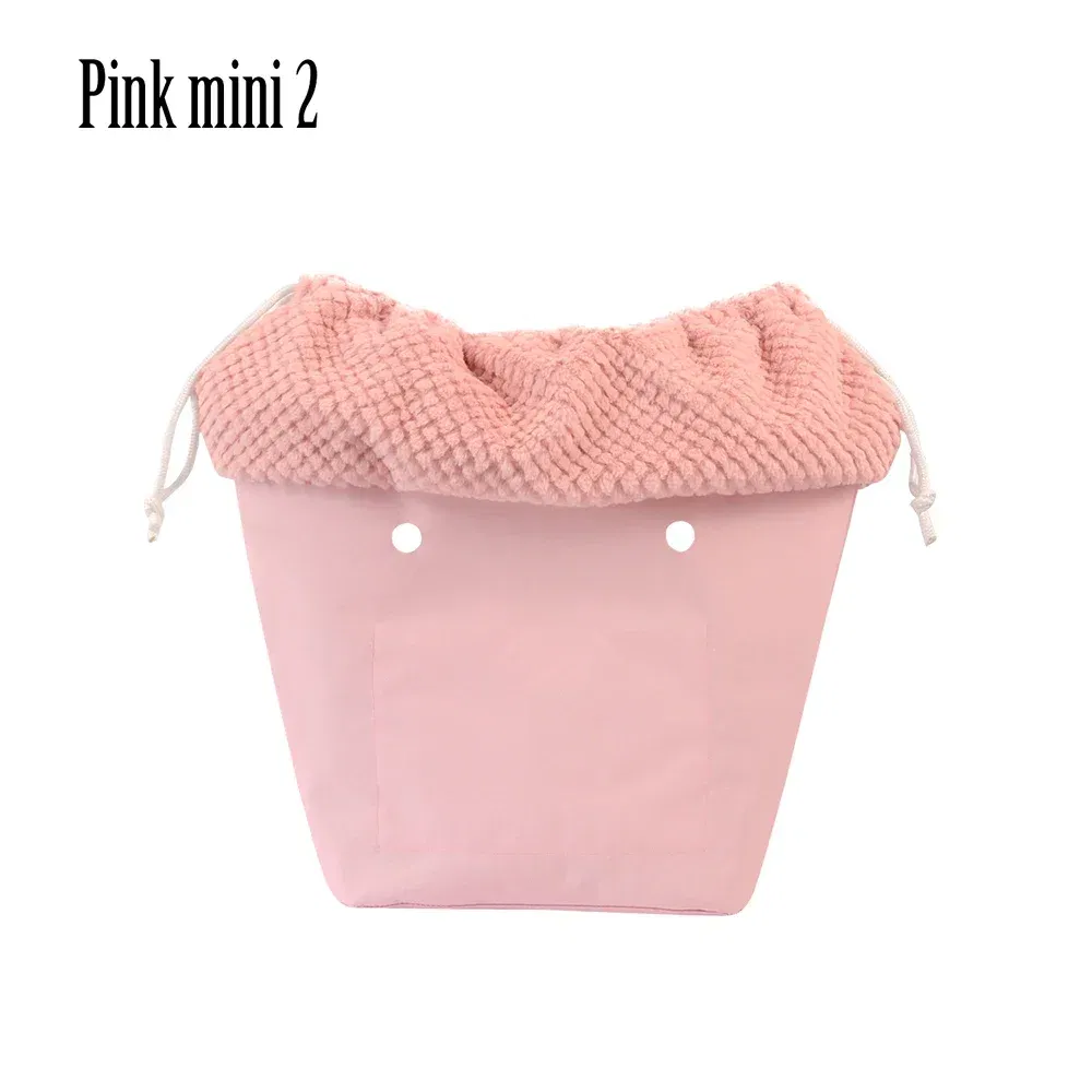 Color: Chocolate - 2025 Winter O Bag Large Capacity Classic Mini Plush Fur Furry Organizer Top Drawstring Colorful Inner Insert for Obag Winter
