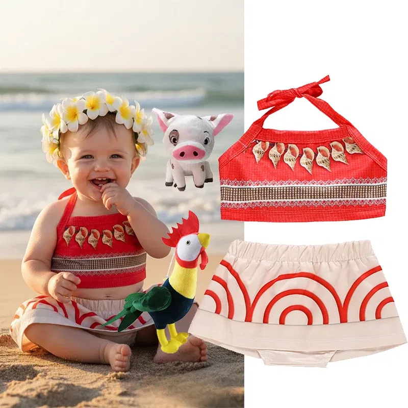 Color: Blue, Kid Size: 4T - Little Girls Cospaly DISNEY Moana Kids Two Pcs Set Top +Pants Infant Vaiana Role Play Festival Princess Costume Casual Clothes