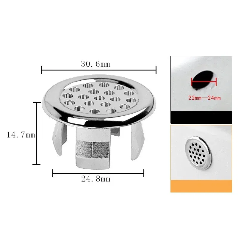 Color: light green, Outer Diameter: 76mm - 4/1pcs Sink Hole Round Overflow Cover Kitchen Basin Trim Hollow Overflow Ring Plug Bathroom Wash Basin Overflow Ring Accessories