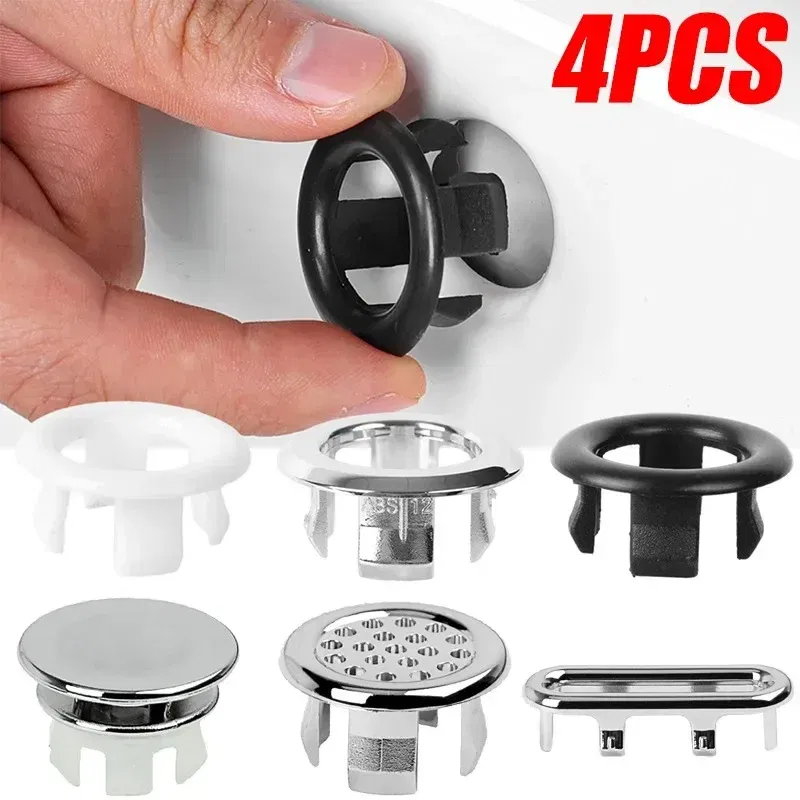 Color: light green, Outer Diameter: 76mm - 4/1pcs Sink Hole Round Overflow Cover Kitchen Basin Trim Hollow Overflow Ring Plug Bathroom Wash Basin Overflow Ring Accessories