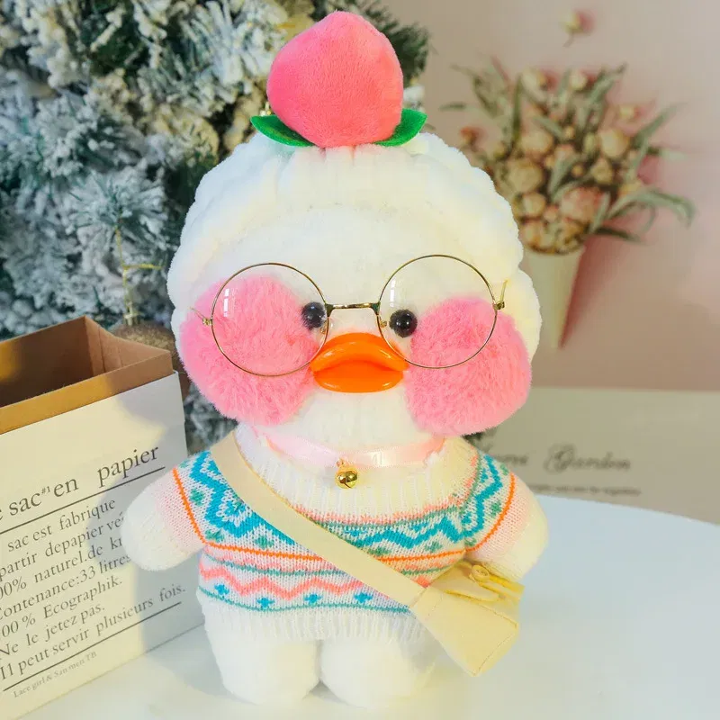 Color: Fluorescent Green, Height: 11cm-30cm - 30cm Kawaii Lalafanfan Duck Plush Toy Cartoon Lalafanfan Duck Doll Soft Stuffed Animal Plushie Birthday Gifts For Girl Children