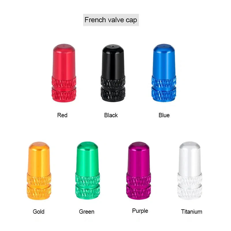 Color: WHITE - 2pc Bicycle Valve Cap Aluminum Alloy Presta/Schrader Road Mountain Bike Tire Valve Cap Dust Protection Cover Bicycle Accessories