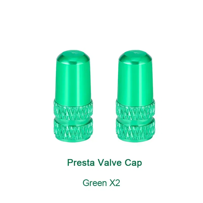 Color: WHITE - 2pc Bicycle Valve Cap Aluminum Alloy Presta/Schrader Road Mountain Bike Tire Valve Cap Dust Protection Cover Bicycle Accessories