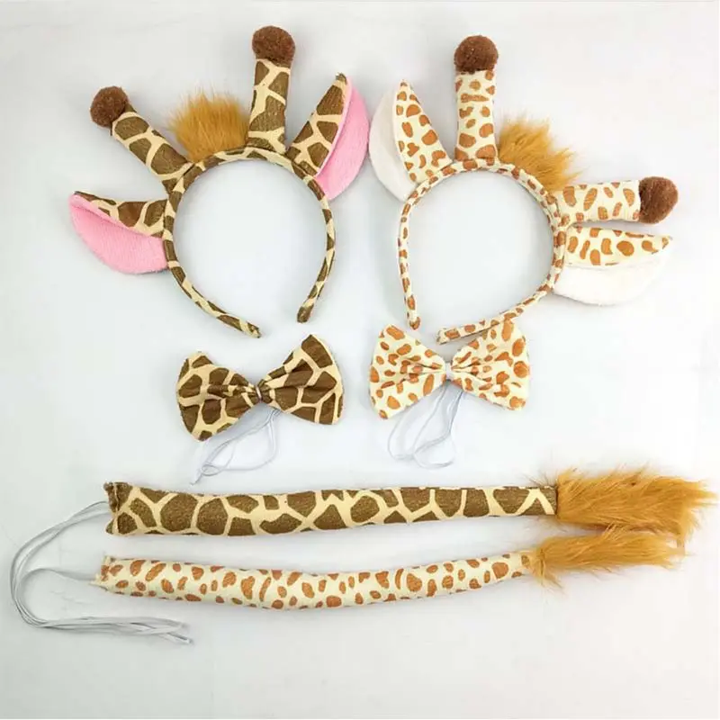 Color: Lavender - Plush Giraffes Headband Giraffes Ear HairBand Plush Giraffes Headband Party Cartoon HairBand Giraffes Headdress Birthday