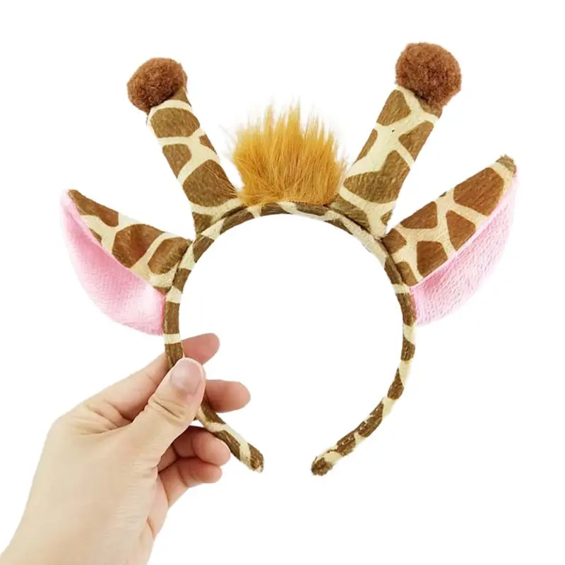 Color: Lavender - Plush Giraffes Headband Giraffes Ear HairBand Plush Giraffes Headband Party Cartoon HairBand Giraffes Headdress Birthday