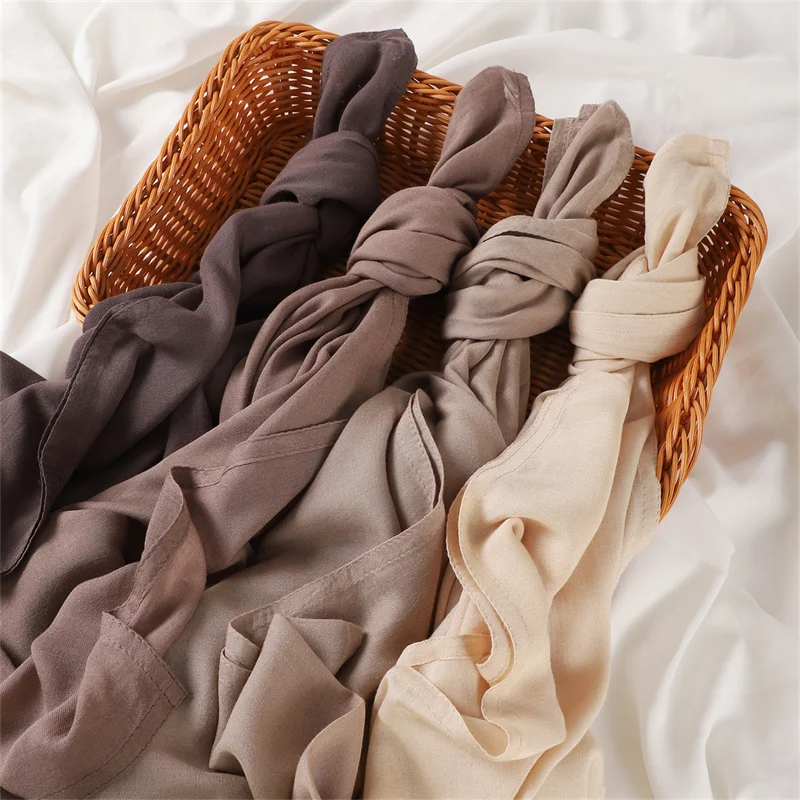 Color: Bright Yellow - Ramadan Solid Color Big Size Cotton Rayon Hijab Scarf Women Muslim Headscarf Wraps Shawls Femme Musulman Headband Islamic Turban