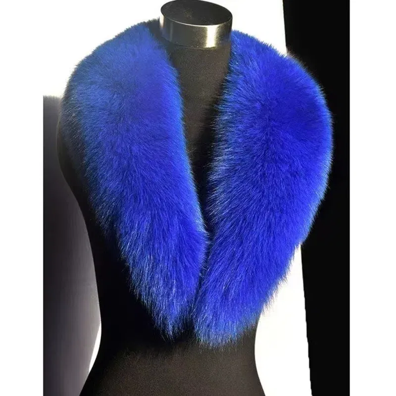 Color: Gold, Size: XXS - Winter Real Fox Fur Collar Woman Furry Natural Raccoon Fur Scarf Shawls Luxury Neck Warmer Wraps For Coat Fur Scarves Large Size