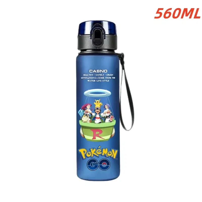 Color: Gold - 560ML Pokemon Water Cup Anime Portable Children's Cute Pikachu Gengar Plastic Outdoor Sports Large Capacity Water Bottle Gifts