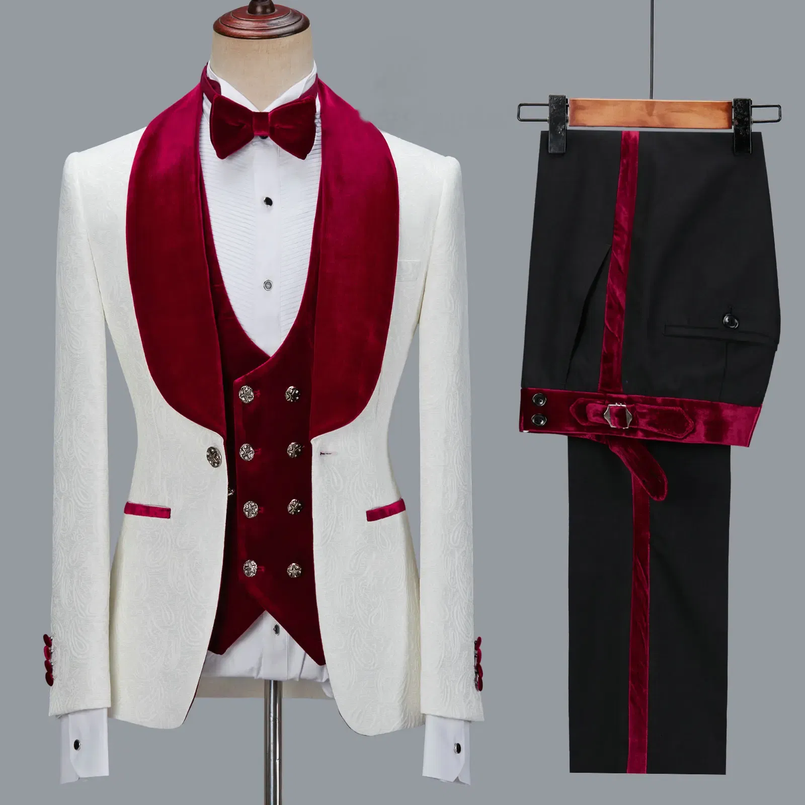 Color: Champagne, Size: 4XL - Floral Jacket Men Suit Slim Fit Wedding Tuxedo Navy Blue Velvet Lapel Groom Party Suits Costume Homme Best Man Blazer