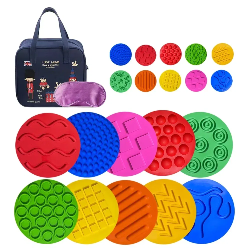 Color: green - Children's Tactile Sensory Training Mat Acupressure Pad Foot Massage Mat Children's Baby Acupressure Pad Toe Pressure Pad