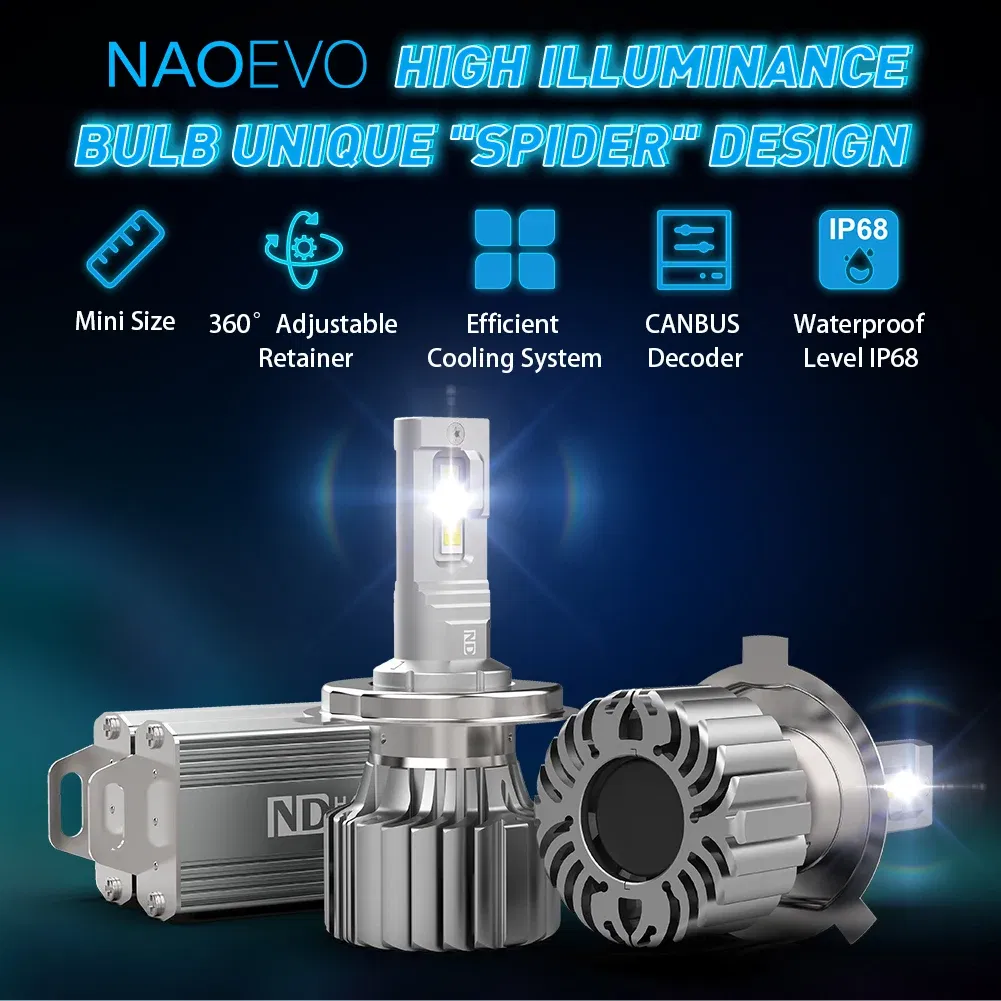 Emitting Color: Blue, Ships From: CHINA - NAOEVO H7 LED Canbus H4 Lamp 140W 16800LM Anti Error HB4 6000K luces Led HB3 9005 H11 Car Headlight Bulb farol do carro lâmpadas