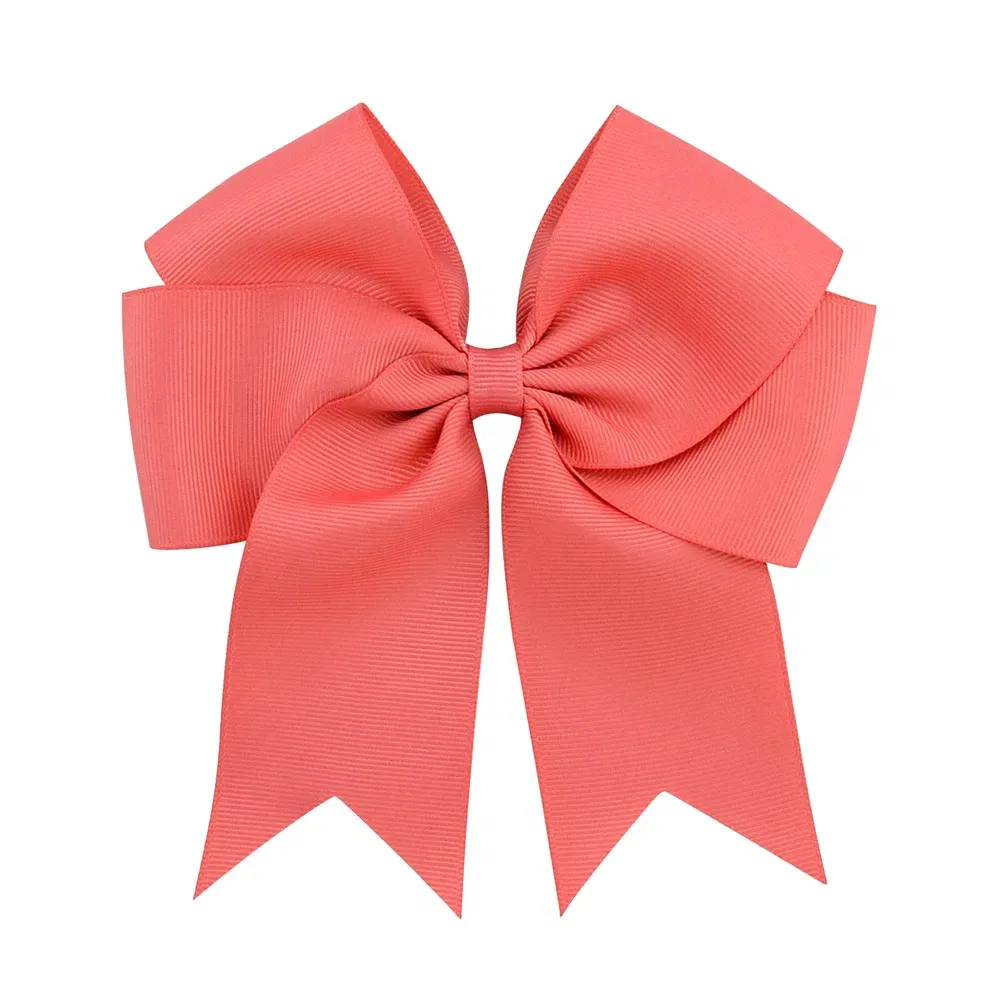 Color: Orange - 6 Inches Colorful Elegant Hair Bows With Clip Kids Girls Grosgrain Ribbon Hair Clip Hairgrips Headwear Baby Hair Accessories