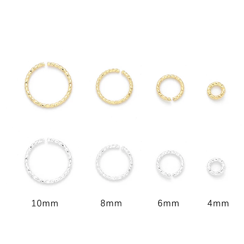 Color: Brown - 20Pcs 4/6/8/10mm Silver/14K Gold Plated Brass Jump Rings Open Loops for Earring Bracelet Necklace DIY Jewelry Making Findings