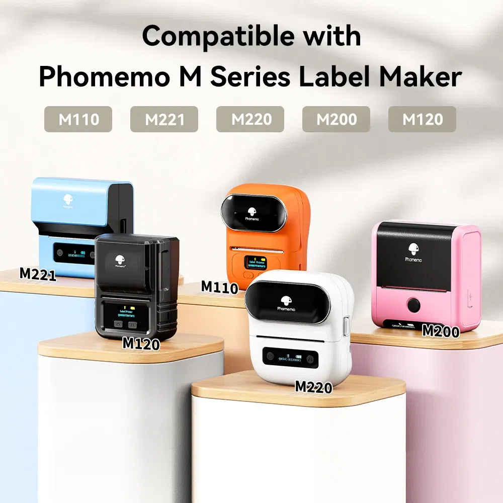 Color: Light White - Phomemo Label Maker Paper M110 Label Adhesive Paper White Waterproof Thermal Sticker for M110 M221 M200 M220 Portable Printer