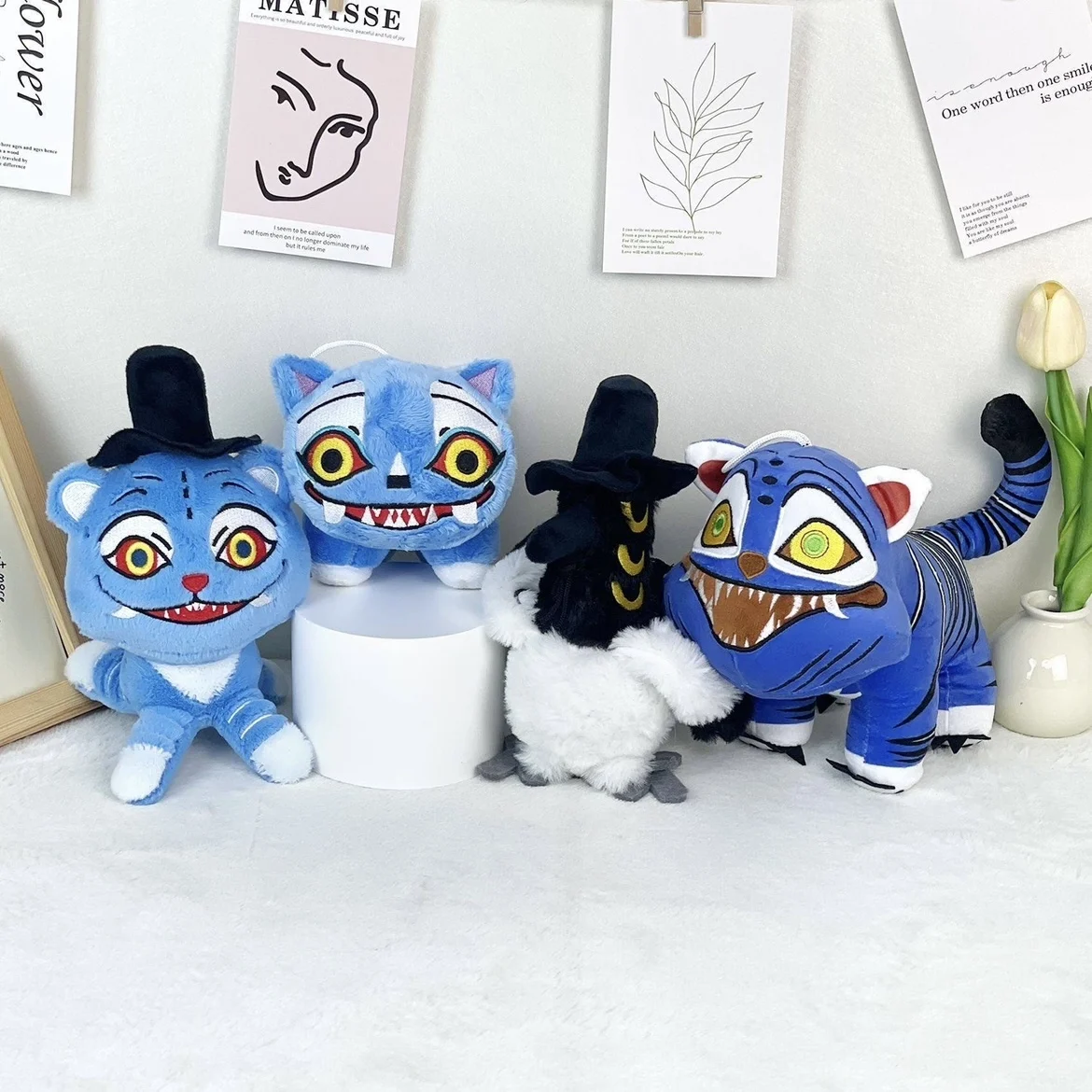 Color: DeepPink - TreasuringU New hot Kpop Demon Plush Toys Game Hunters Tiger Stuffed Toy Doll Blue Tiger Animals Plushie Birthday Gifts