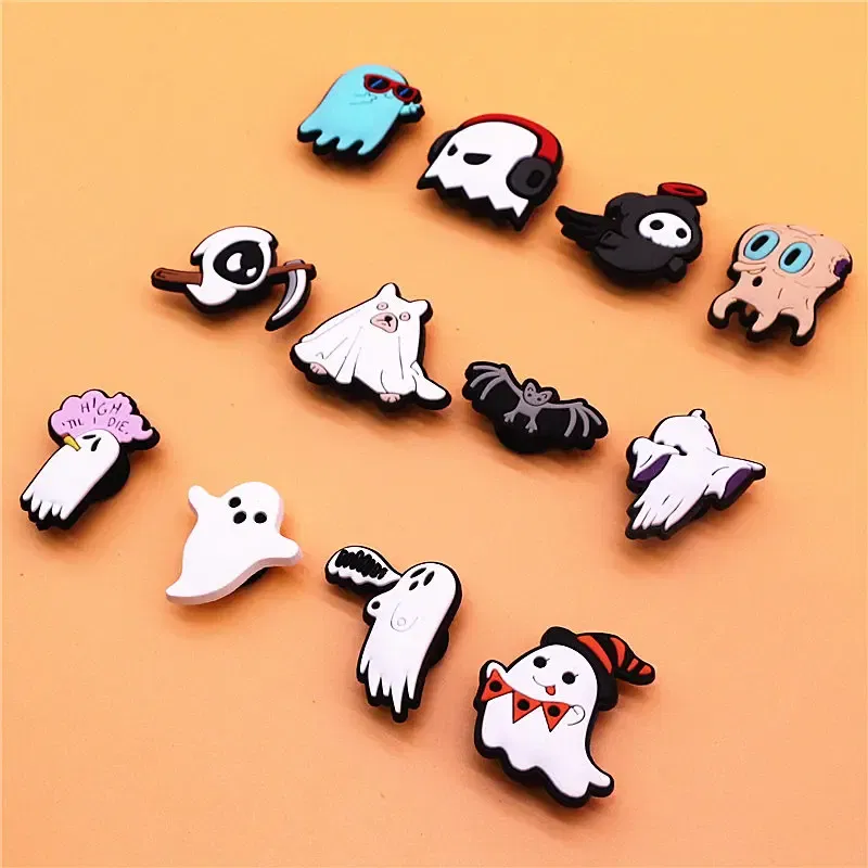 Color: Champagne, Ships From: CHINA - 1pcs Funny Cute Ghosts Shoes Charms Jeans Magic Shoe Badges Buckle Lovely Death Shoe Upper Clip Decorations Kids Gifts Wholesale