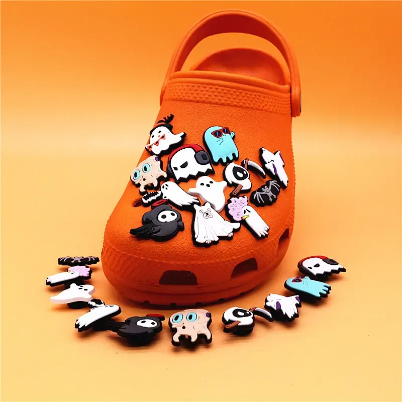 Color: Champagne, Ships From: CHINA - 1pcs Funny Cute Ghosts Shoes Charms Jeans Magic Shoe Badges Buckle Lovely Death Shoe Upper Clip Decorations Kids Gifts Wholesale