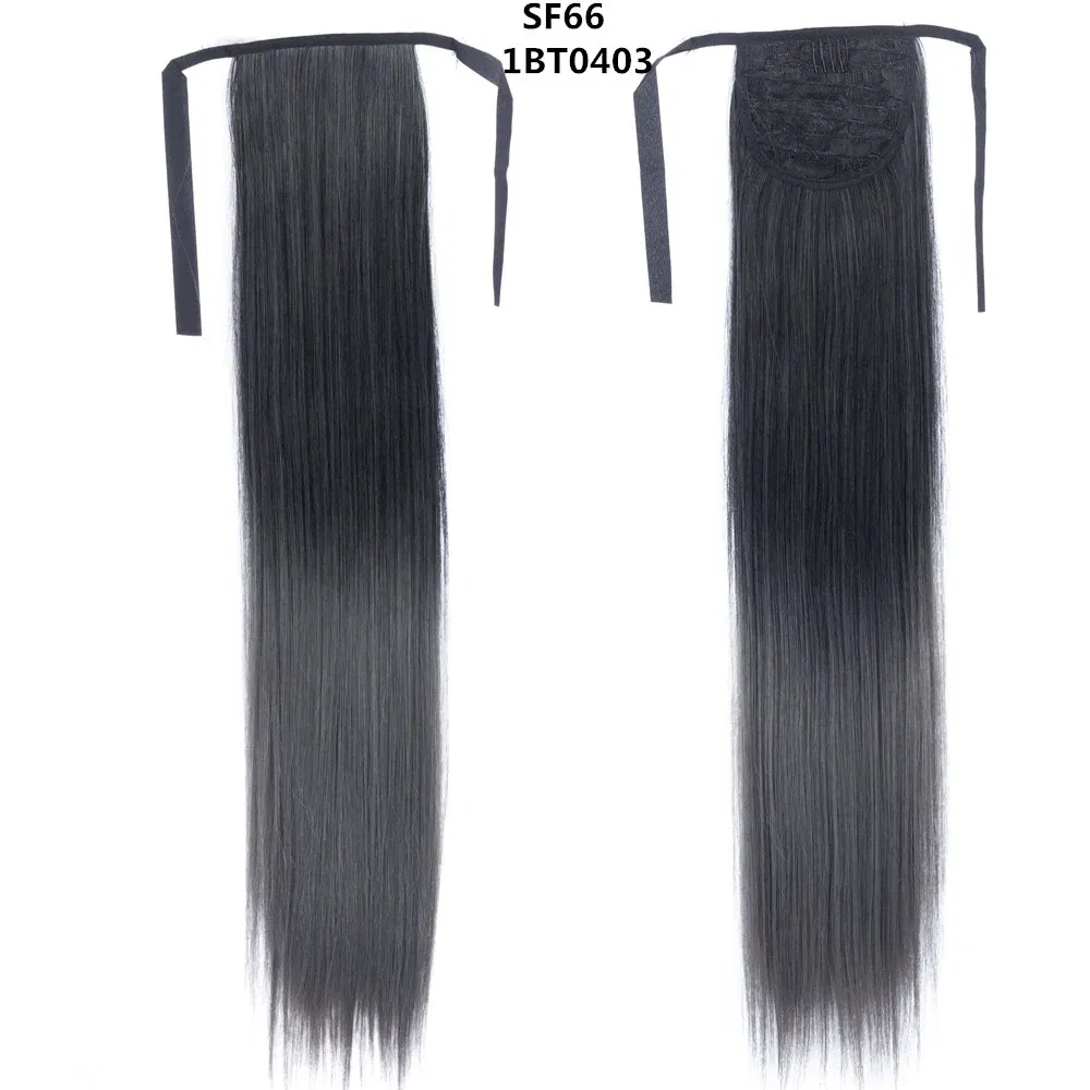 Color: P18/613 - LINWAN Synthetic Long Straight Wrap Around Clip In Ponytail Hair Extension Heat Reistan Pony Tail Fake Hair