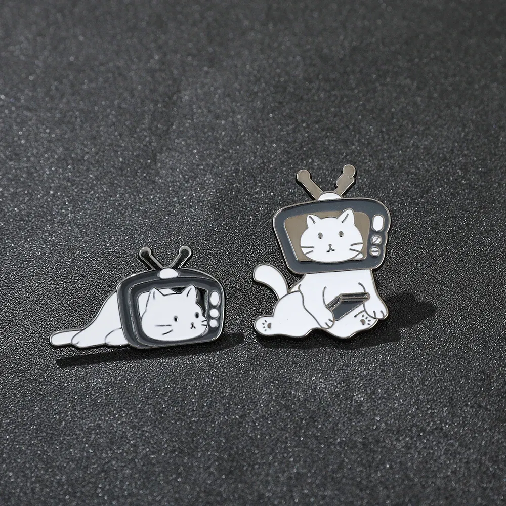 Metal color: Gold-color, Ships From: CHINA - Cartoon Cute Animal Brooch Bear Trash Can Lovely Cat Enamel Pins Badge Lapel Collar Fashion Woman Jewelry Accessories Gifts