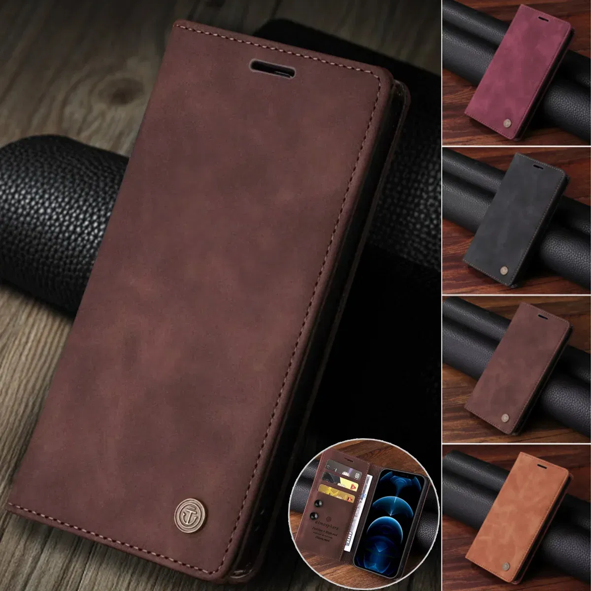 Color: Sky blue, Material: artificial leather - Leather Wallet Case For Samsung Galaxy A15 A05 A14 A24 A34 A54 A13 A23 A33 A53 A73 A52 A32 A22 A12 A72 A03S A04S Flip Book Cover