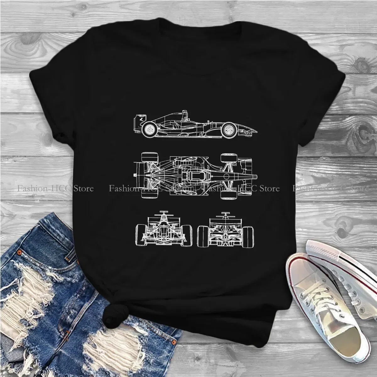 Color: WHITE, Size: M - Race Car Project Special Polyester TShirt Formulate 1 Top Quality Creative Clothes T Shirt Stuff