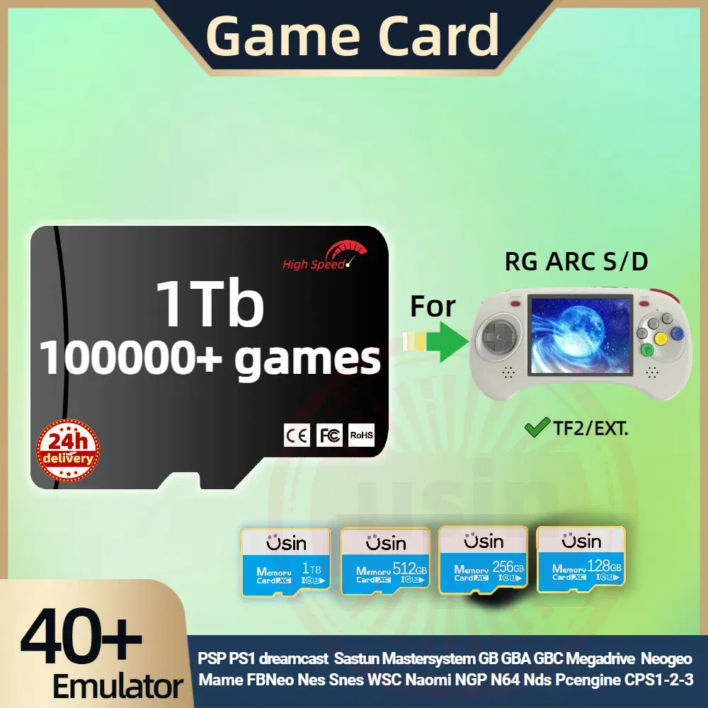 Color: Sky blue, Ships From: CHINA - Game Card For Anbernic RG ARC S D Memory TF Plug&Play Retro Games PSP PS1 SD portable Handheld High Speed Card 1Tb 512G