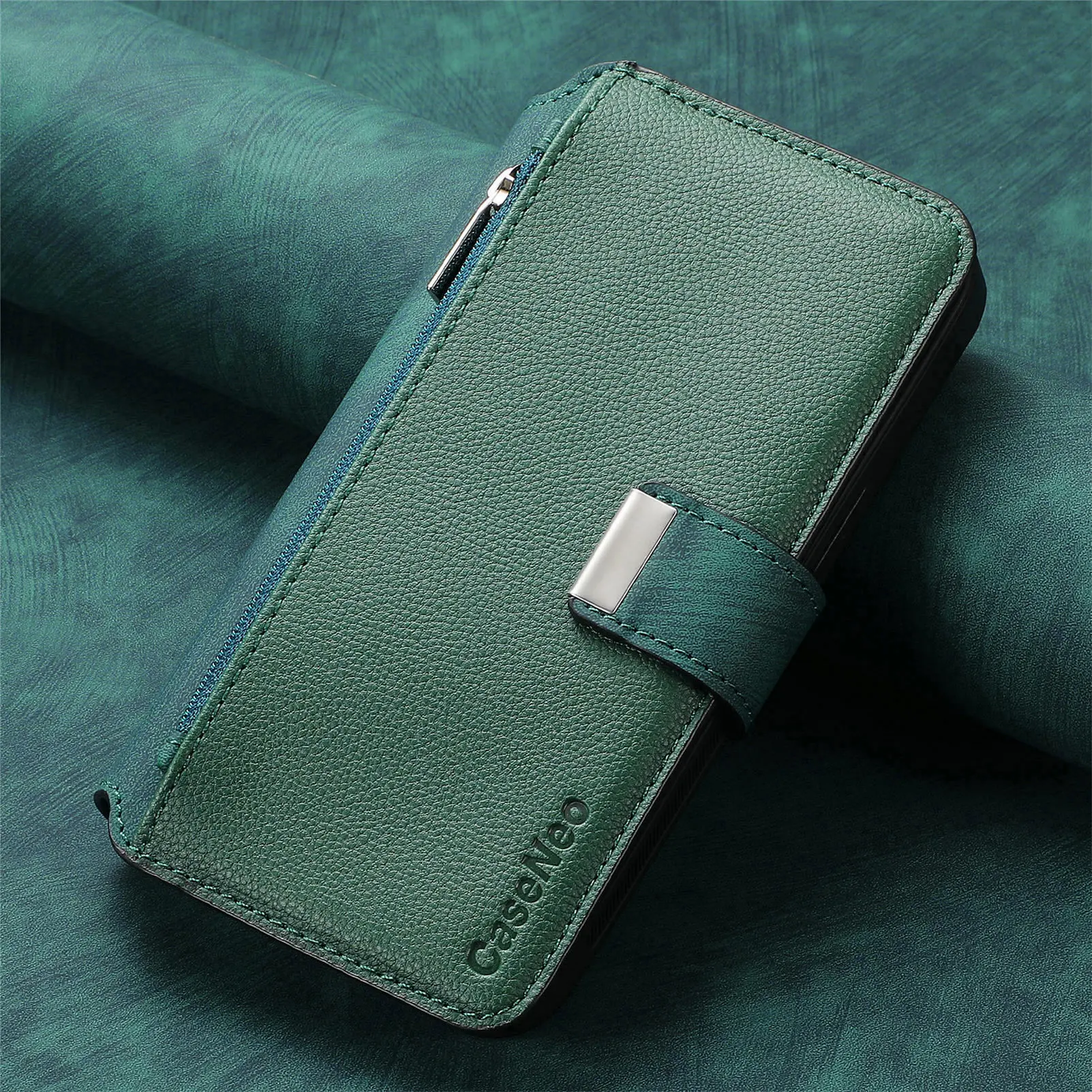 Color: Blue, Material: POLYESTER - With Magsafe Wallet Case For Xiaomi Poco X6 X5 X3 M6 M5S M4 M3 F6 F5 Pro F3 C31 Zipper Leather Multi 6 Card Slot Removable Cover