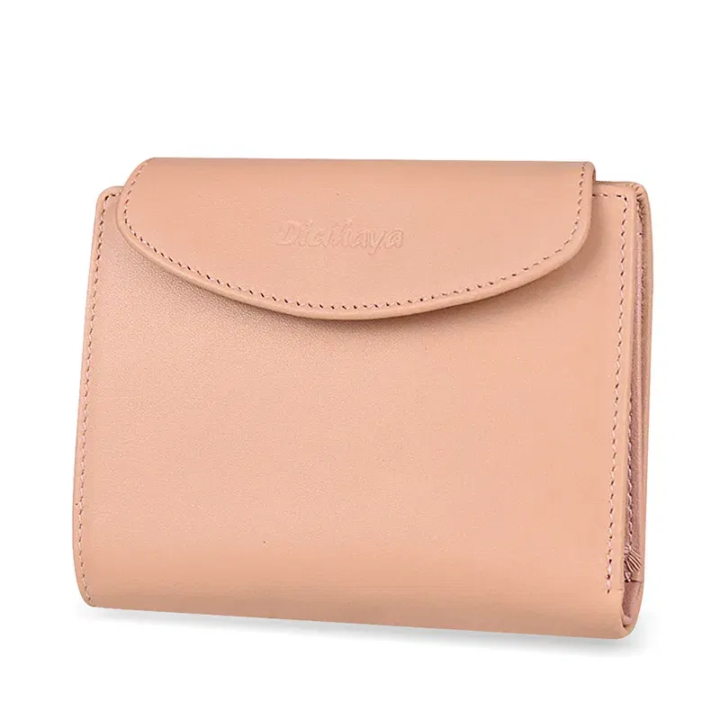 Color: Beige - Genuine Leather Women Wallet Coin Purse For Girls Female Small Portomonee Lady Purse Money Bag Card Holder for Women Mini Clutch