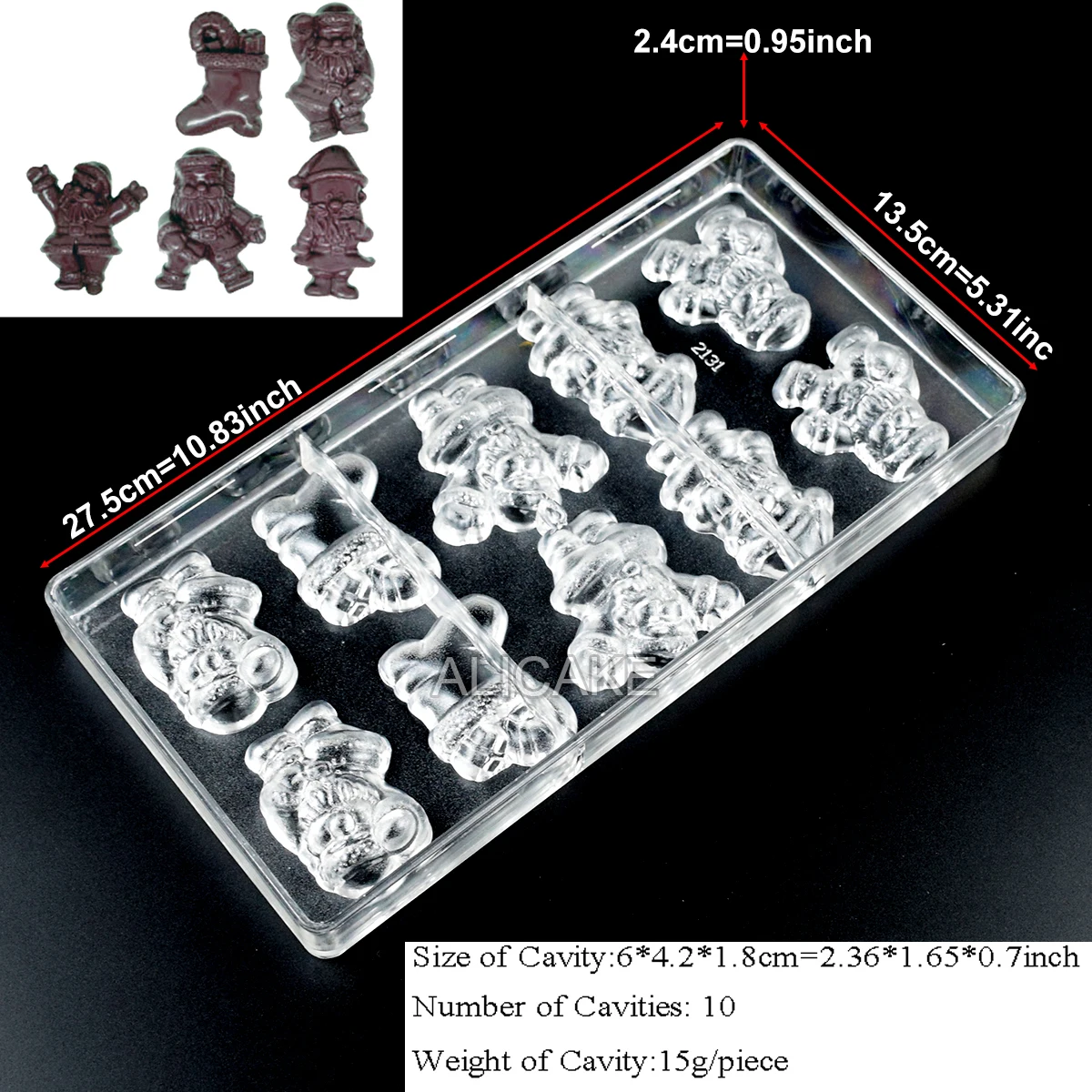 Chocolate Mold Polycarbonate Christmas Shape Candy Bonbons Confectionery Baker Baking Pastry Tools