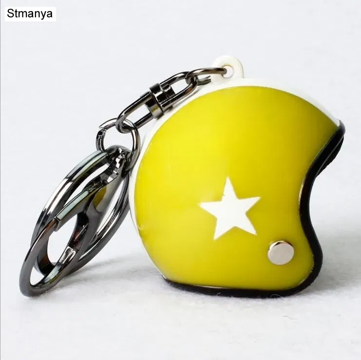 Color: Yellow - New Motorcycle Helmets Key chain Women men Cute Safety Helmet Car Keychain Bags Hot Key Ring gift Jewelry wholesale 17022