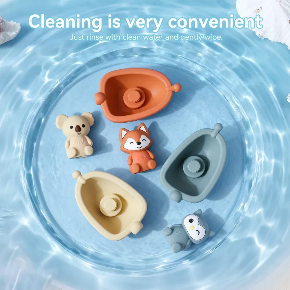 Color: black - Baby Bath Toys Animal Silicone Cartoon Astronauts Play With Water Toys Baby Silicone Sprinkler Bathtub Toy No BPA Swim Bathroom