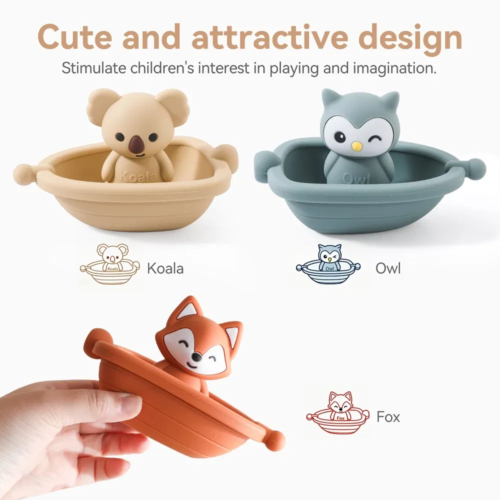 Color: black - Baby Bath Toys Animal Silicone Cartoon Astronauts Play With Water Toys Baby Silicone Sprinkler Bathtub Toy No BPA Swim Bathroom