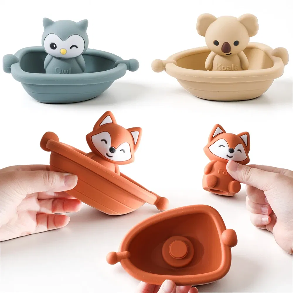 Color: black - Baby Bath Toys Animal Silicone Cartoon Astronauts Play With Water Toys Baby Silicone Sprinkler Bathtub Toy No BPA Swim Bathroom
